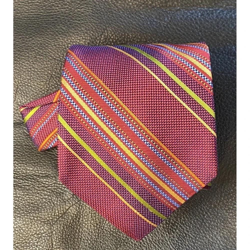 De Dinno Red Stripe Tie Classic Lawyer Interview Christmas Valentine Silk/Cotton
